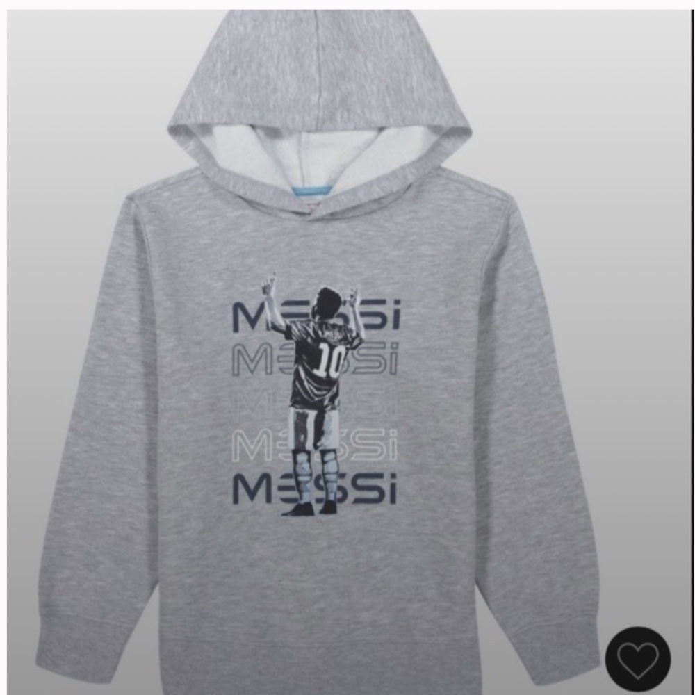 Boys Messi Graphic Hooded Pullover Sweatshirt - Grey